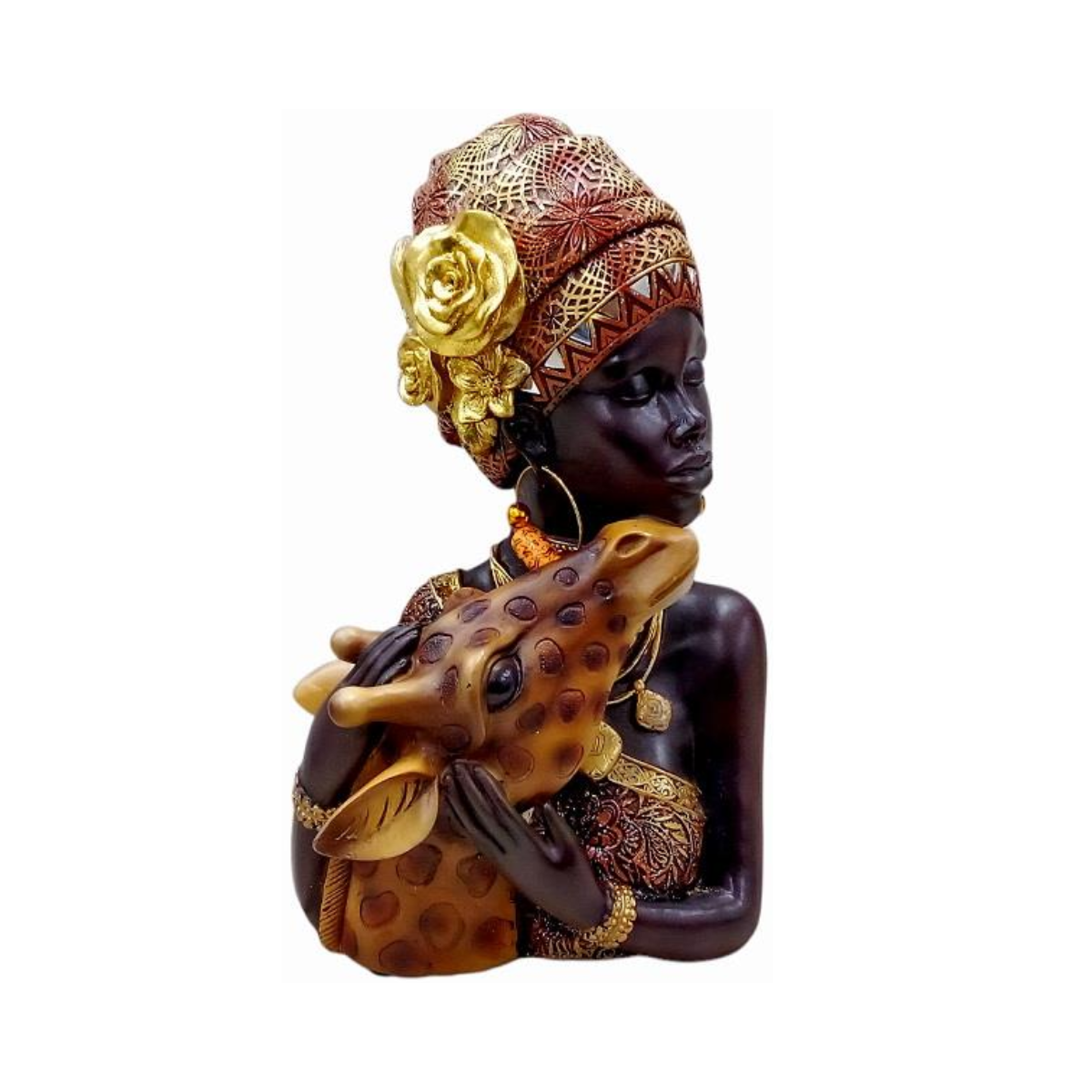 Figura Decorativa Africana con Jirafa Buinzoo