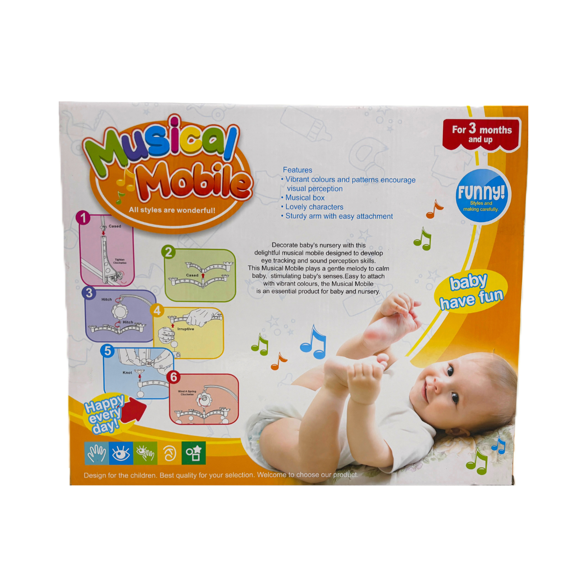 Movil De Bebe Musical Ositos Arcoiris