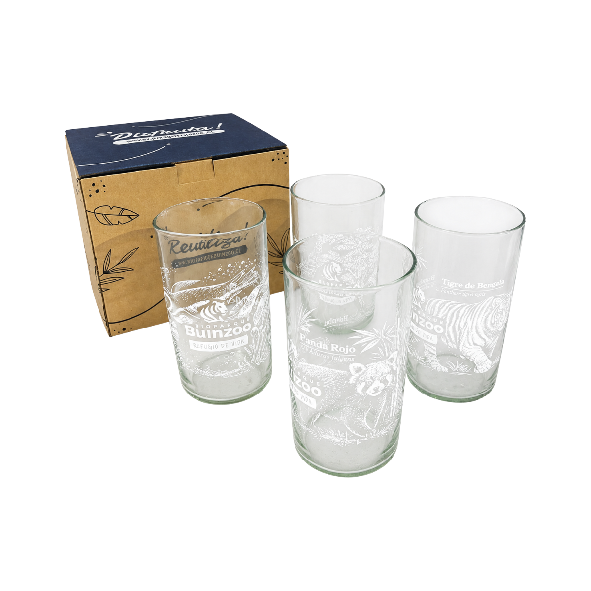 Set 4 Vasos de 500ml Animales del Bioparque Buinzoo