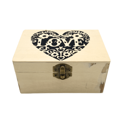 Caja de Madera Cuadrada Love 17x8x12 cm Buinzoo