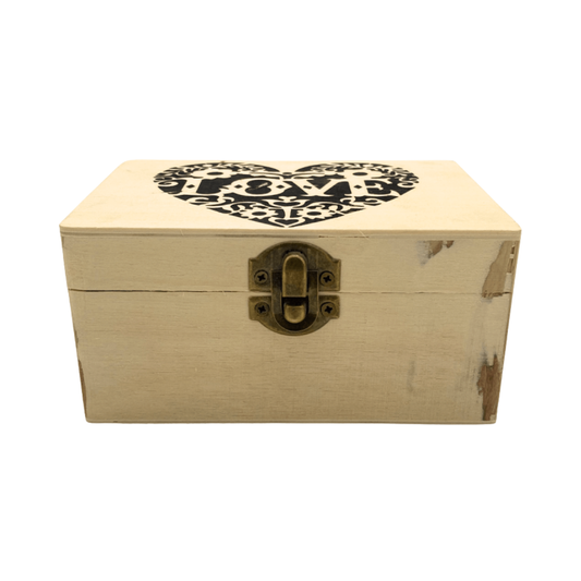 Caja de Madera Cuadrada Love 17x8x12 cm Buinzoo