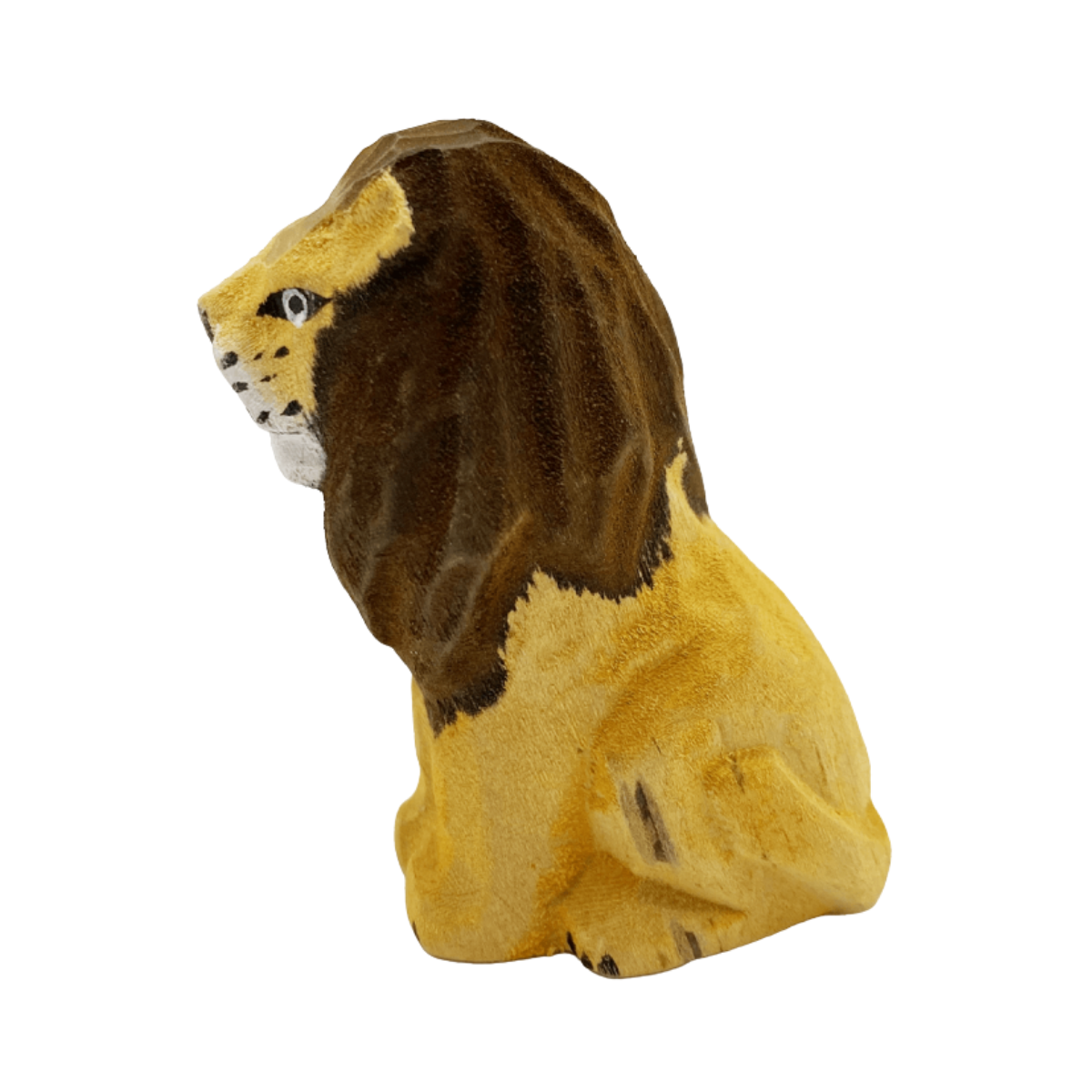 Decoración León tallado en madera 7x3 cm Buinzoo