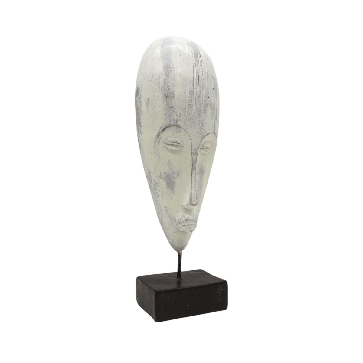 Figura pedestal Mascara Afro blanca 36x12 cm Buinzoo