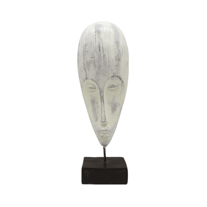 Figura pedestal Mascara Afro blanca 36x12 cm Buinzoo