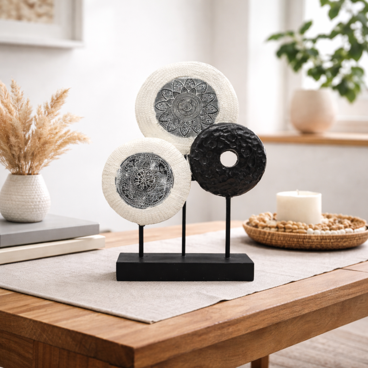 Figura pedestal Aros Tribales pequeño 43x28 cm Buinzoo