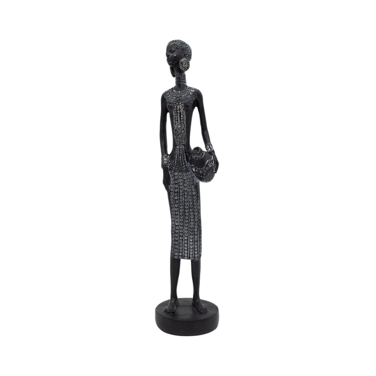 Figura Mujer Afro Alargada Vestido Largo 35x8 cm Buinzoo
