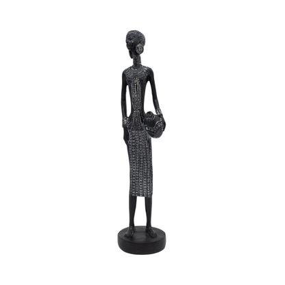 Figura Mujer Afro Alargada Vestido Largo 35x8 cm Buinzoo