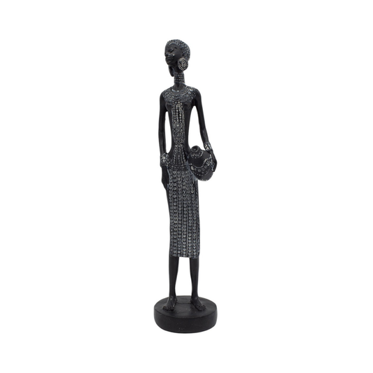 Figura Mujer Afro Alargada Vestido Largo 35x8 cm Buinzoo
