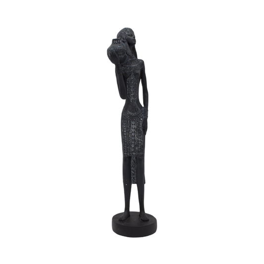 Figura Mujer Afro Alargada Vestido Corto 35x8 cm Buinzoo