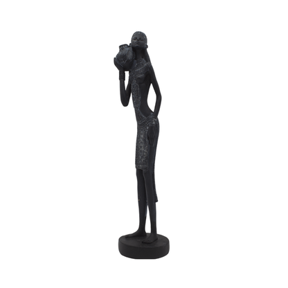 Figura Mujer Afro Alargada Vestido Corto 35x8 cm Buinzoo