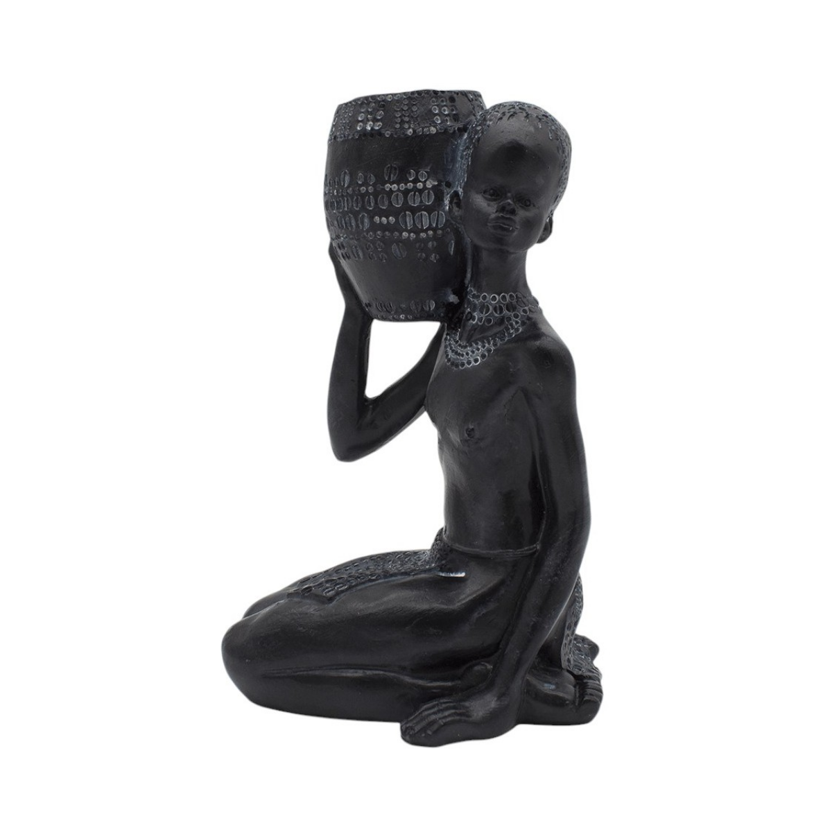 Figura Mujer Afro Sentada 18x11 cm Buinzoo