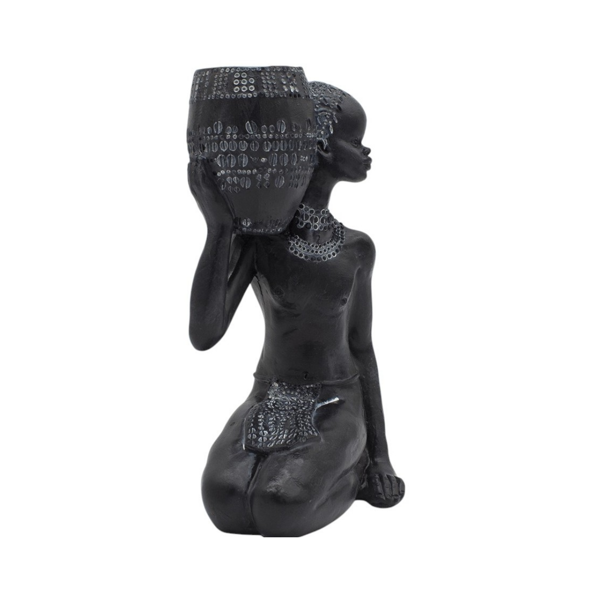Figura Mujer Afro Sentada 18x11 cm Buinzoo