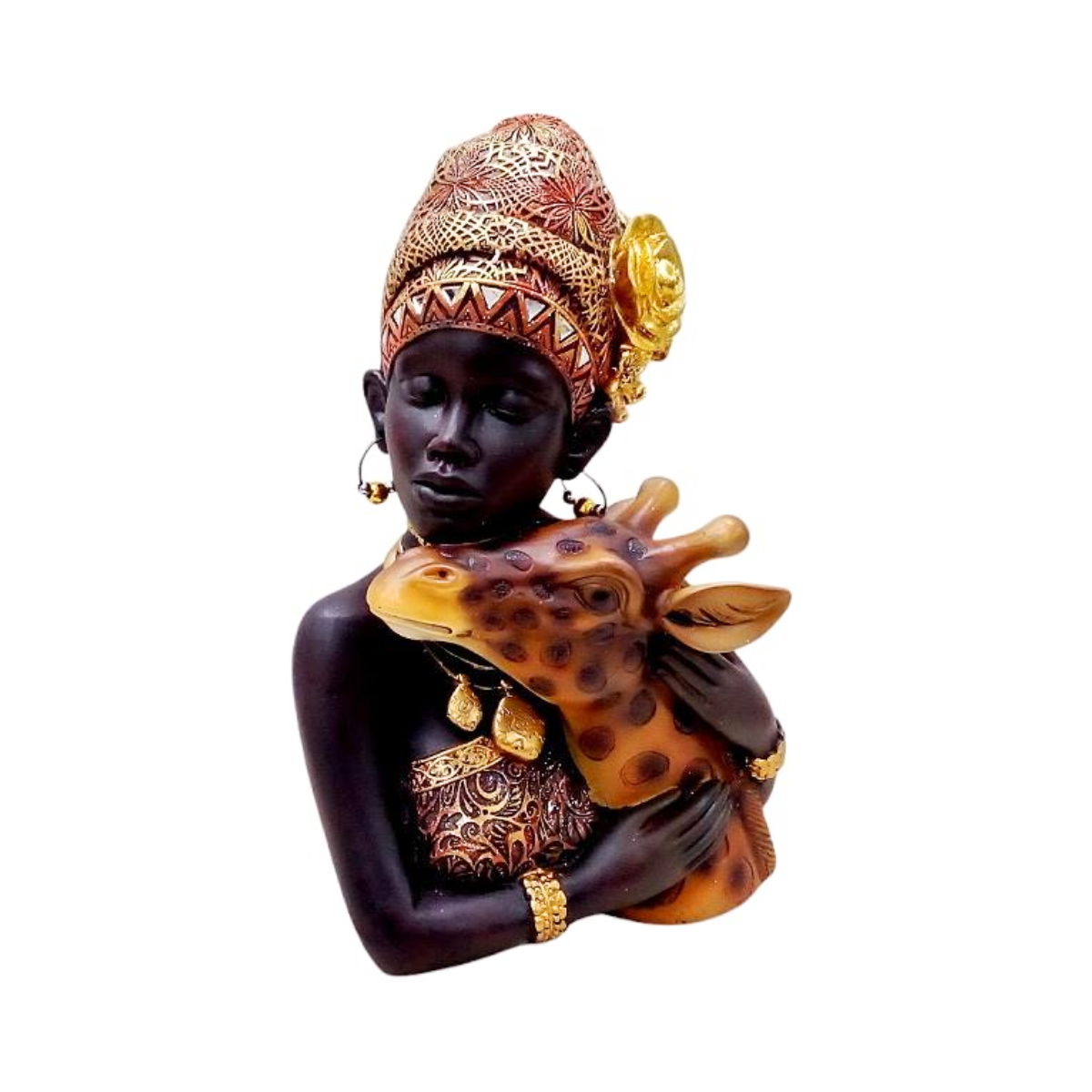 Figura Decorativa Africana con Jirafa Buinzoo