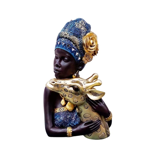 Figura Decorativa Africana con Jirafa Buinzoo