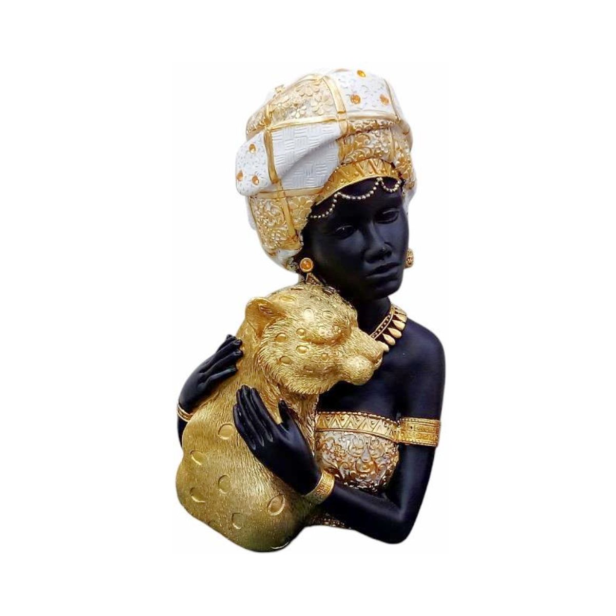 Figura Decorativa Africana con Jaguar Buinzoo