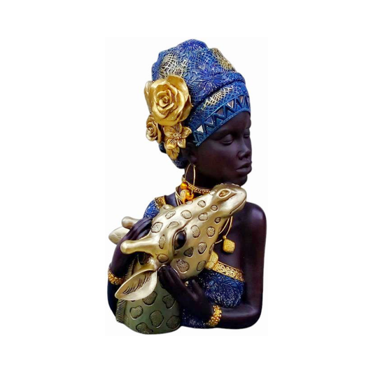 Figura Decorativa Africana con Jirafa Buinzoo