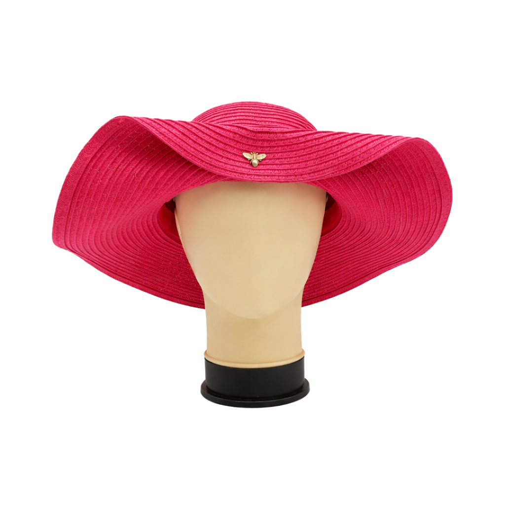Sombrero Mujer Pajilla Rosa Ala Corta