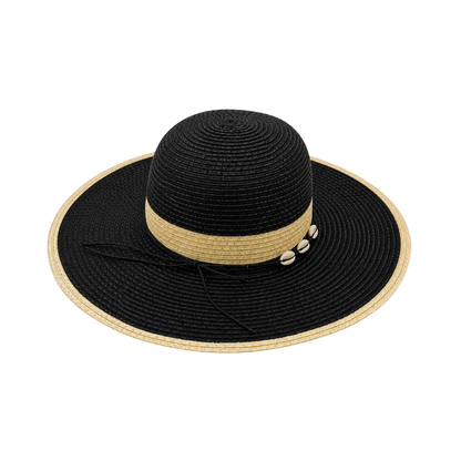 Sombrero Mujer Pajilla Bicolor Negro Buinzoo