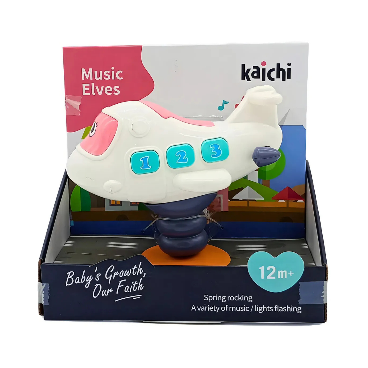 Sonajero Bebe Avion con Luz y Sonido Blanco Kaichi