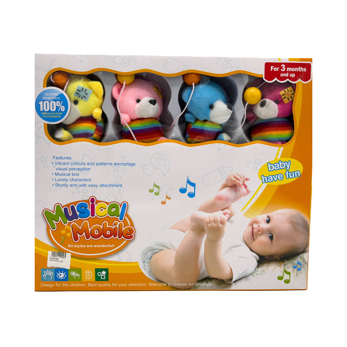 Movil De Bebe Musical Ositos Arcoiris