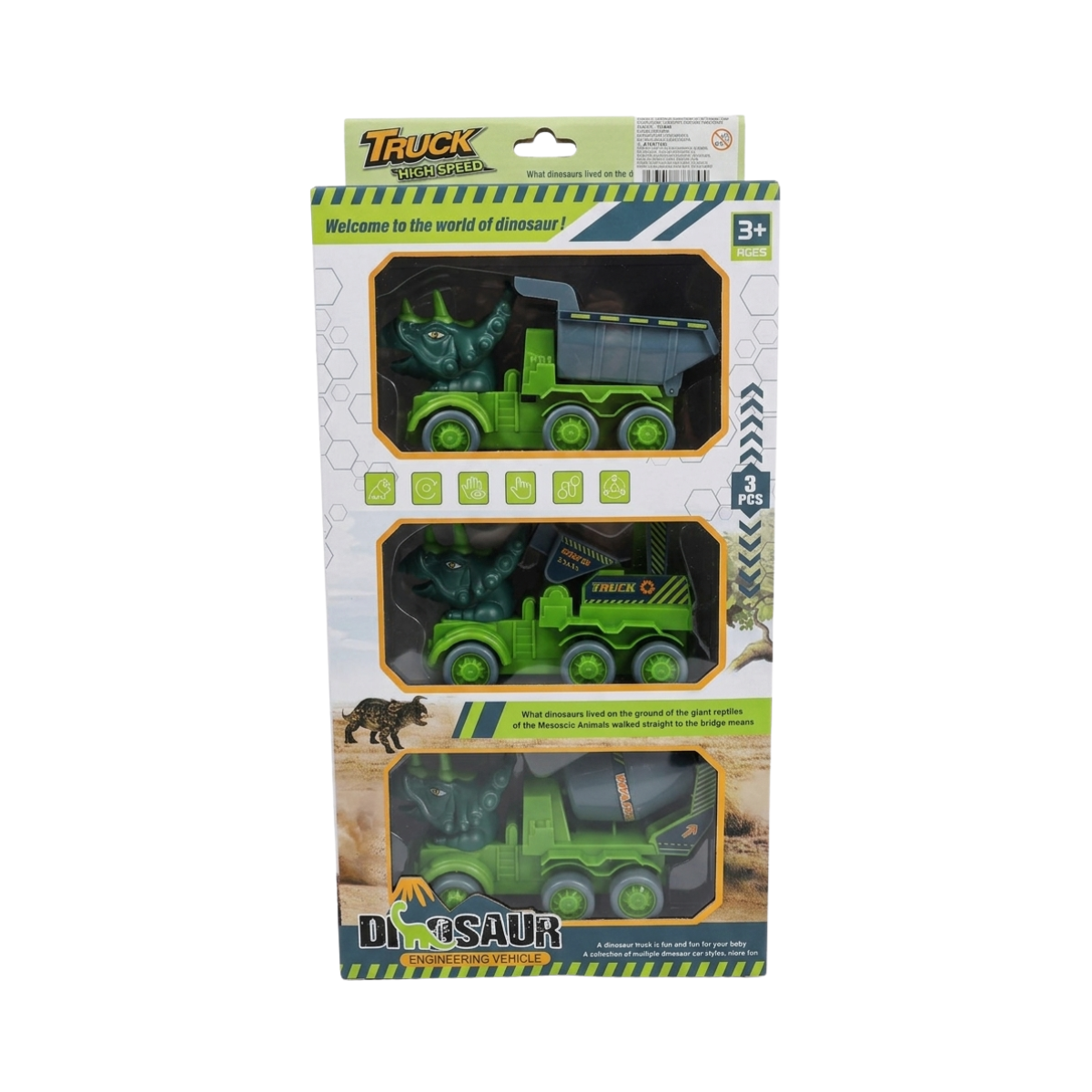 Set 3 Juguete Dino Vehículo de Construcción Buinzoo