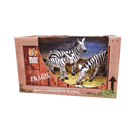 Set 3 Figuras de Animales Cebras Buinzoo