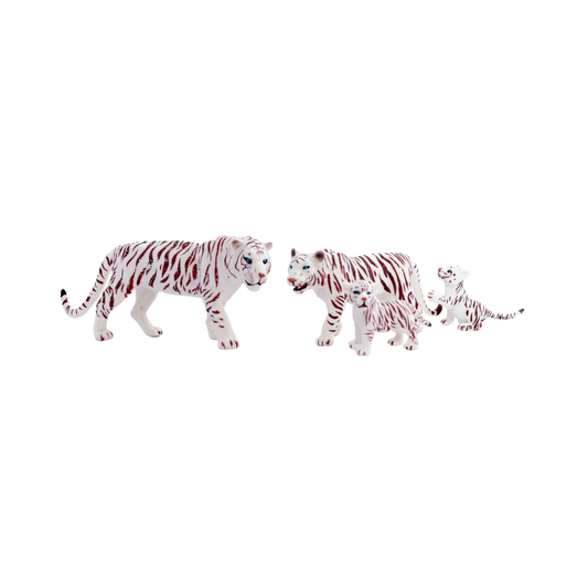 Set 4 Figuras de Animales Tigres Blancos Buinzoo