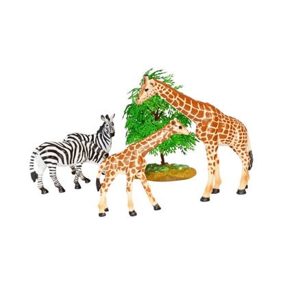 Set 4 Figuras de Animales Jirafas y Cebras Buinzoo