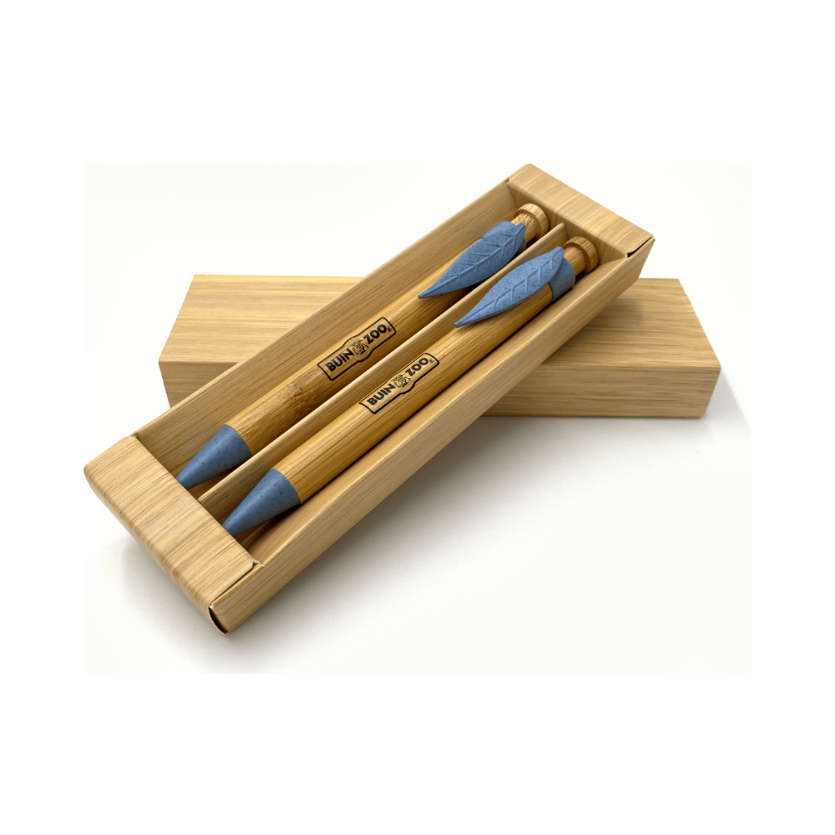 Set Lapiz Pasta y Portaminas Bambu Clip Hoja Celeste Buinzoo