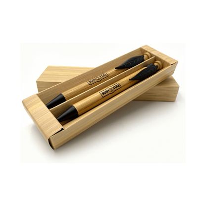 Set Lapiz Pasta y Portaminas Bambu Clip Hoja Negro Buinzoo