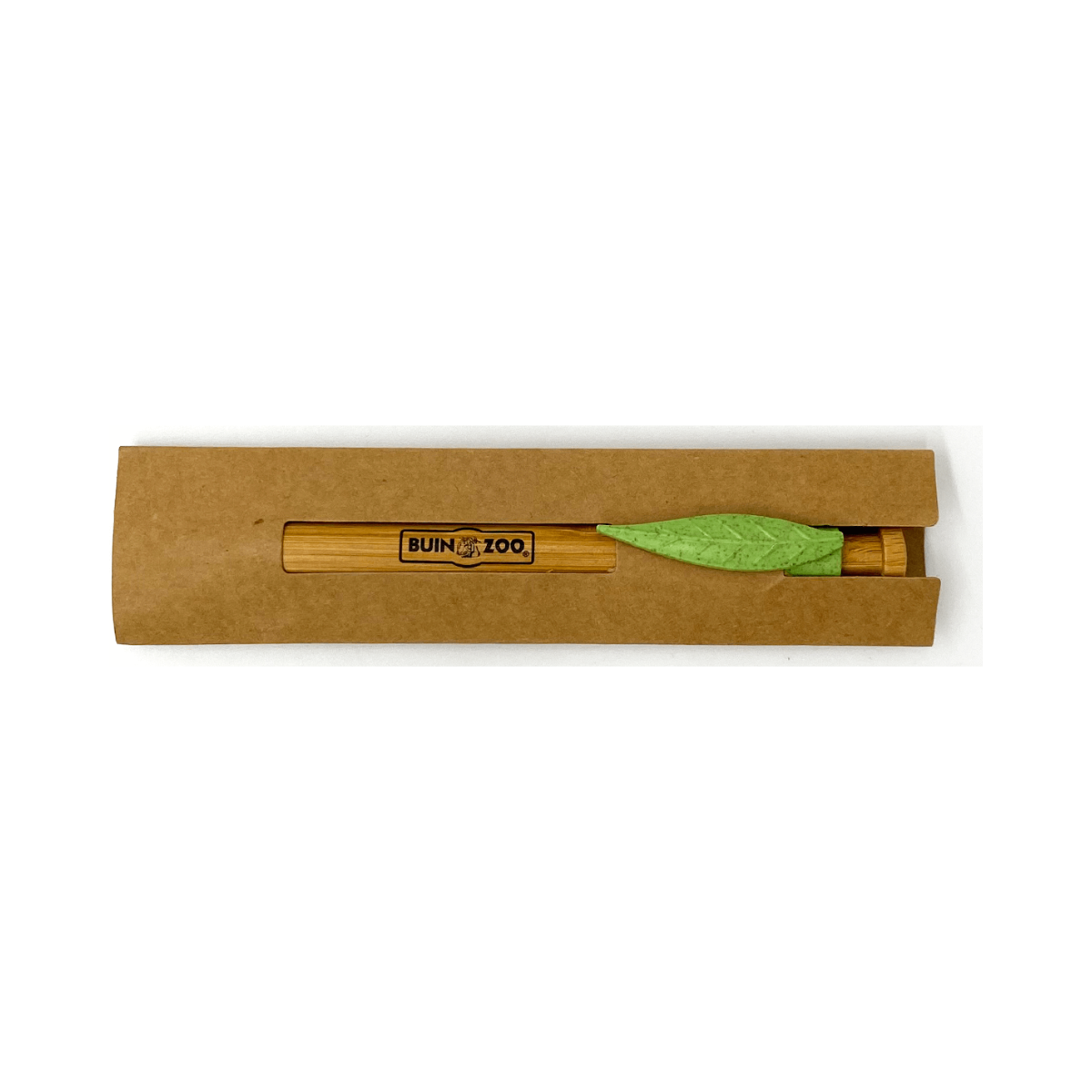 Lapiz Portaminas de Bambu con estuche ecologico clip verde Buinzoo