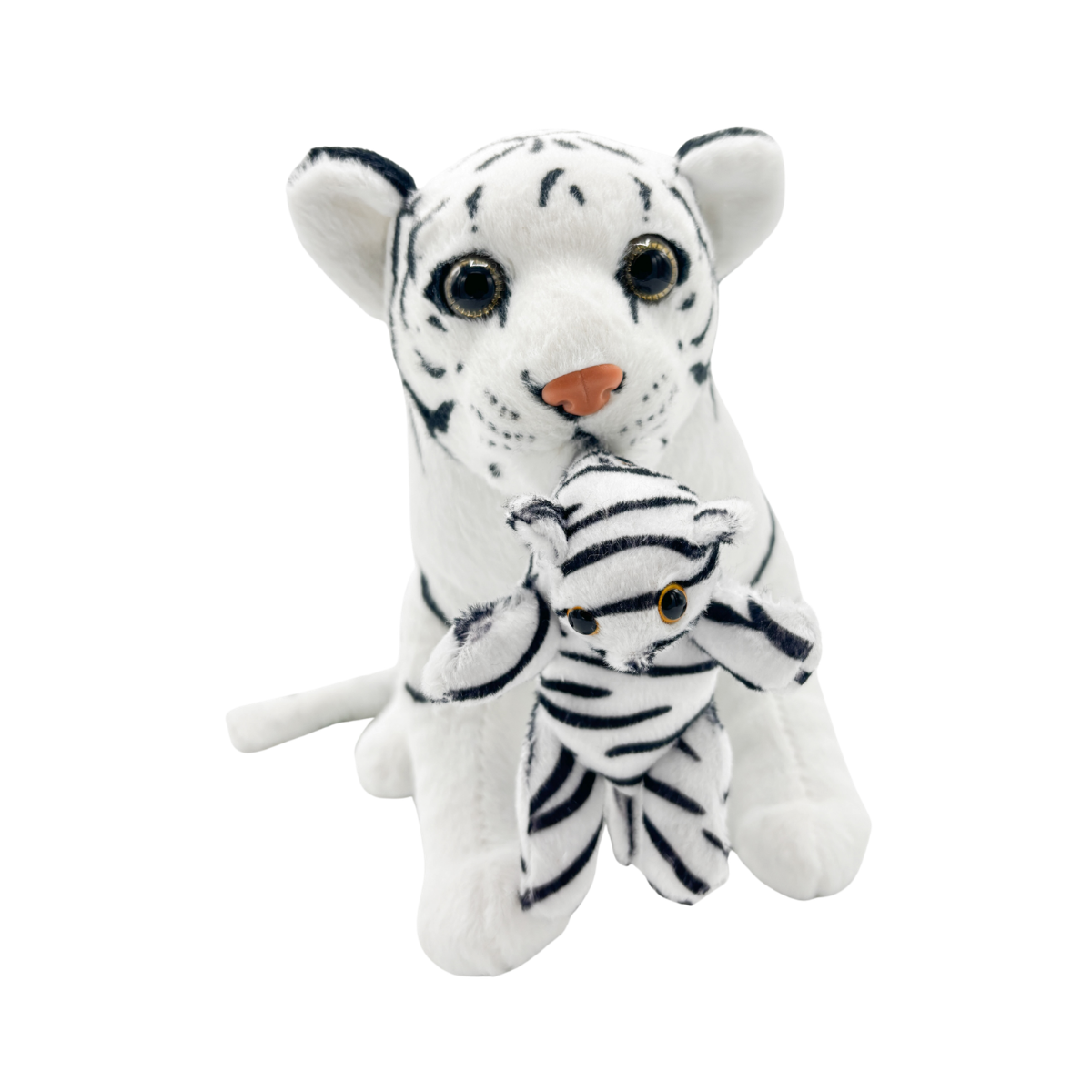Peluche Tigre Blanco con Bebe 33 cm Buinzoo